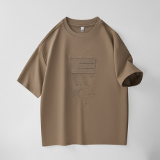 批发实拍2025夏季新款潮牌短袖t恤男百搭弹力舒适简约韩版圆领印花t恤