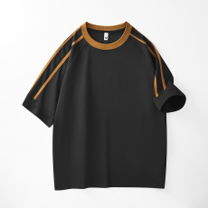 批发实拍2025夏季新款双纱重磅短袖t恤男百搭舒适简约韩版圆领纯棉t恤