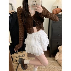 批发实拍~大码女装甜美风蛋糕裙半身裙裤女<b class='q'>夏</b>季防走光高腰抽绳短裙