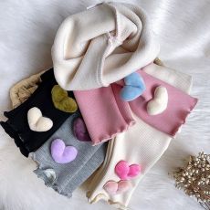 批发女童加绒<b class='q'>打底裤</b>秋冬新款儿童坑条针织一体绒裤子女宝爱心<b class='q'>宝宝</b>长裤