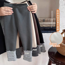 批发<b class='q'>女</b>童<b class='q'>秋冬款</b>加绒加厚堆堆袜拼接打底裤2025<b class='q'>女</b>宝宝新款韩版百搭裤子
