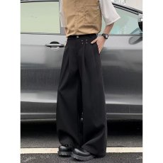 批发黑色西裤男<b class='q'>春</b>季新款美式高街宽松直垂感筒阔腿休闲长裤子