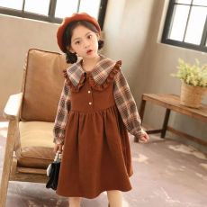 批发女童秋装学院风连衣裙2025新款洋气儿童装<b class='q'>春</b>秋季假两件宝宝公主裙