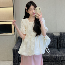 批发实拍孕妇春夏孕妇套装小香风夏装宽松雪纺上衣<b class='q'>粉色</b><b class='q'>半身裙</b>套装