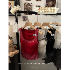 批发实拍实价 秋冬渐变收腰外穿吊带背心女美式辣妹修身无袖上衣