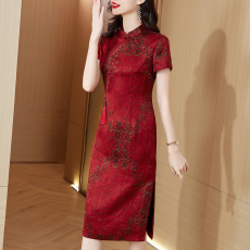 批发花罗香云纱<b class='q'>连衣裙</b>新款女专柜<b class='q'>正品</b>蚕丝真丝改良旗袍复古绣花时尚夏