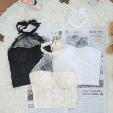 批发遮副乳带胸垫一体瑜伽运动背心2025<b class='q'>夏</b>气质短款纯色露脐女吊带内衣