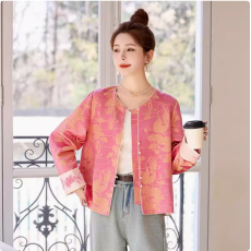 批发2025春秋新款国风提花短外套女新中式高级感复古唐装上衣<b class='q'>杨幂</b><b class='q'>同款</b>