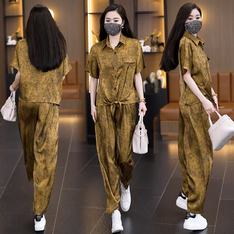 MY3761# 新款大码套装夏款女装时尚减龄洋气修身两件套女裝貨源服裝批發