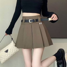 批发夏季学院风时尚高腰<b class='q'>百褶</b>半身裙子女小个子修身显瘦遮胯百搭A字裙