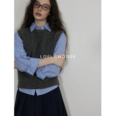批发Lofi choose慵懒风韩系2025新款叠穿格纹衬衫女上衣潮