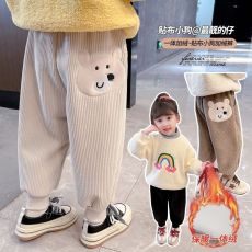 批发<b class='q'>女童</b><b class='q'>加</b>绒加厚裤子秋冬装新款中小童保暖可爱卡通休闲一体绒束脚裤