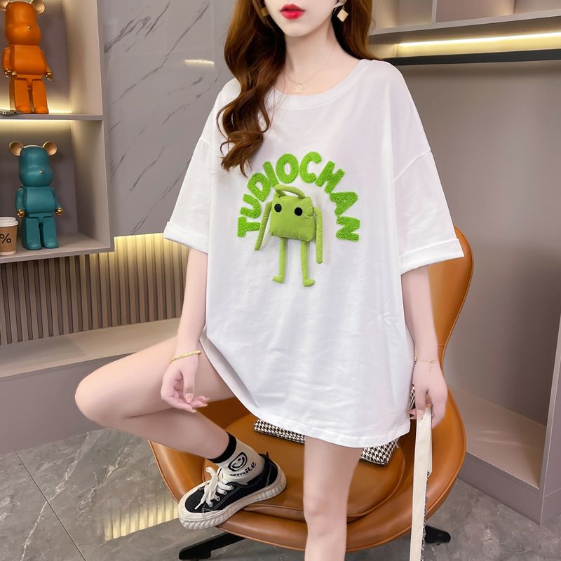 MY2650# 夏季韩版纯棉毛巾绣大码女装上衣纯棉短袖T恤女女裝貨源服裝批發