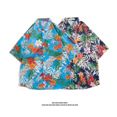 批发cec超火夏威夷沙滩花衬衫短袖男士宽松ins港风<b class='q'>日系</b><b class='q'>复古</b>着潮流衬衣