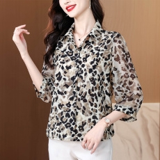 批发2026雪纺小衫女士<b class='q'>妈妈装</b>春夏新款洋气中袖小衫上衣时尚百搭气质女