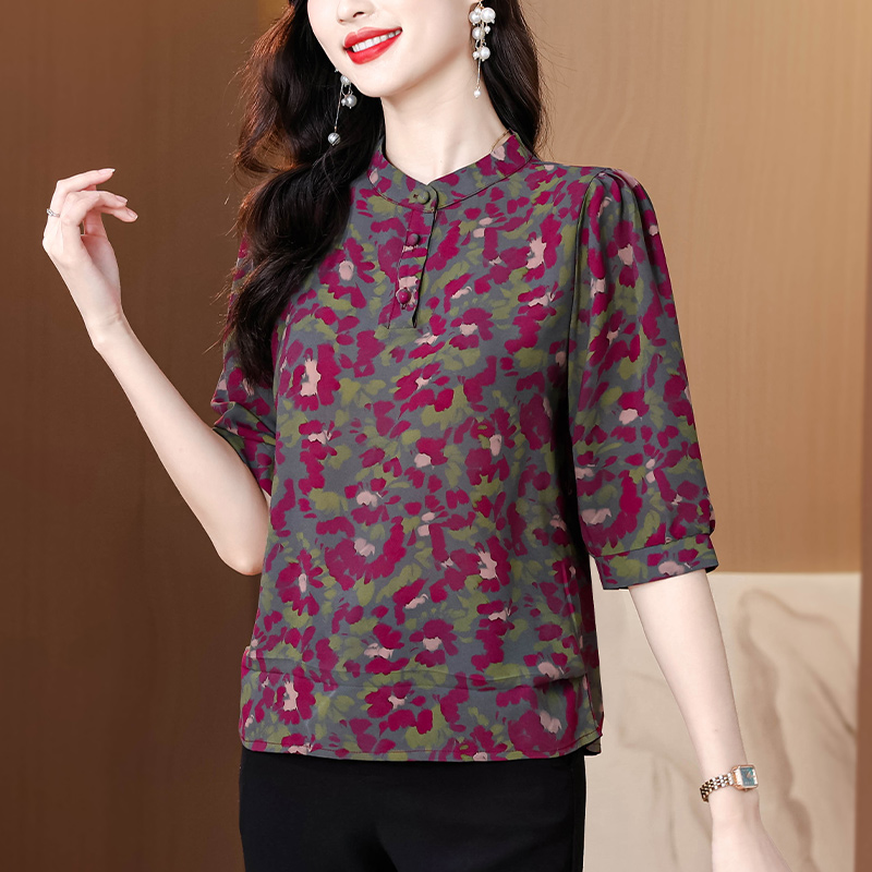 MY5268# 洋气小衫轻奢设计感减龄妈妈小衫新款休闲百搭显瘦上衣女裝貨源服裝批發