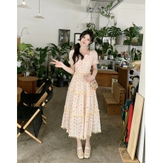 批发实拍～大码胖MM法式泡泡袖波点<b class='q'>甜美</b>连衣裙设计感小众仙女裙子