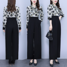 批发实拍2026年春秋季新品高腰百搭显瘦假两件长袖阔腿裤<b class='q'>连体裤女</b>