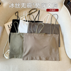批发实拍纯色内搭吊带背心女<b class='q'>夏</b>季新款带胸垫外穿上衣无细带打底抹胸