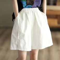 网红大码夏季简约宽松短裤夏季纯色百搭全棉舒适休闲显瘦阔腿裤女