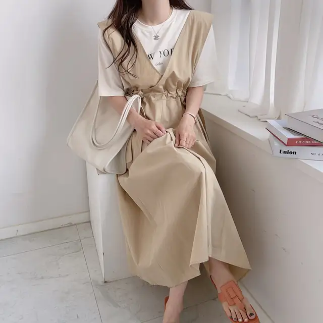 클래식 복고풍 민소매 수술 백심 원피스 상세 이미지 2