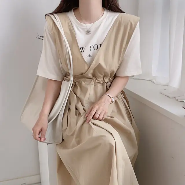 클래식 복고풍 민소매 수술 백심 원피스 상세 이미지 6
