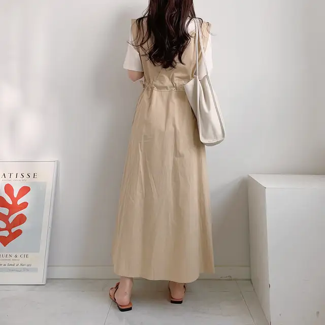 클래식 복고풍 민소매 수술 백심 원피스 상세 이미지 7