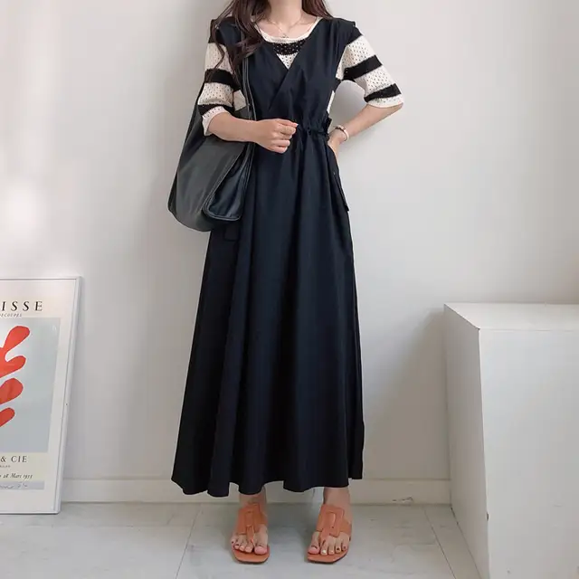 클래식 복고풍 민소매 수술 백심 원피스 상세 이미지 12