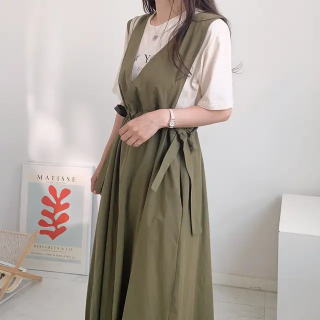 클래식 복고풍 민소매 수술 백심 원피스 상세 이미지 18