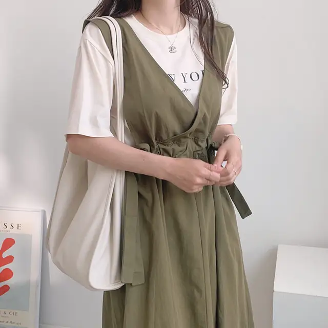 클래식 복고풍 민소매 수술 백심 원피스 상세 이미지 19