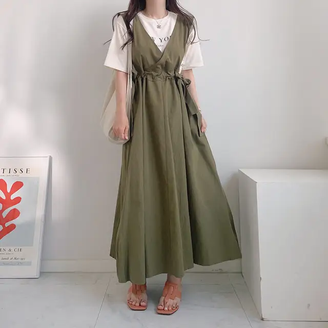 클래식 복고풍 민소매 수술 백심 원피스 상세 이미지 23