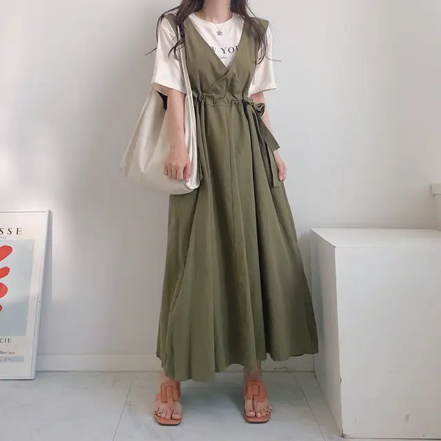 클래식 복고풍 민소매 수술 백심 원피스 상세 이미지 25
