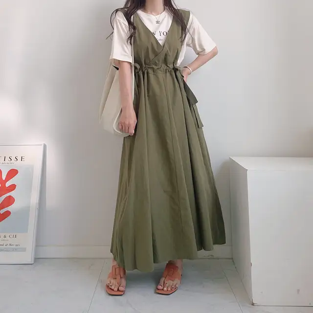 클래식 복고풍 민소매 수술 백심 원피스 상세 이미지 26