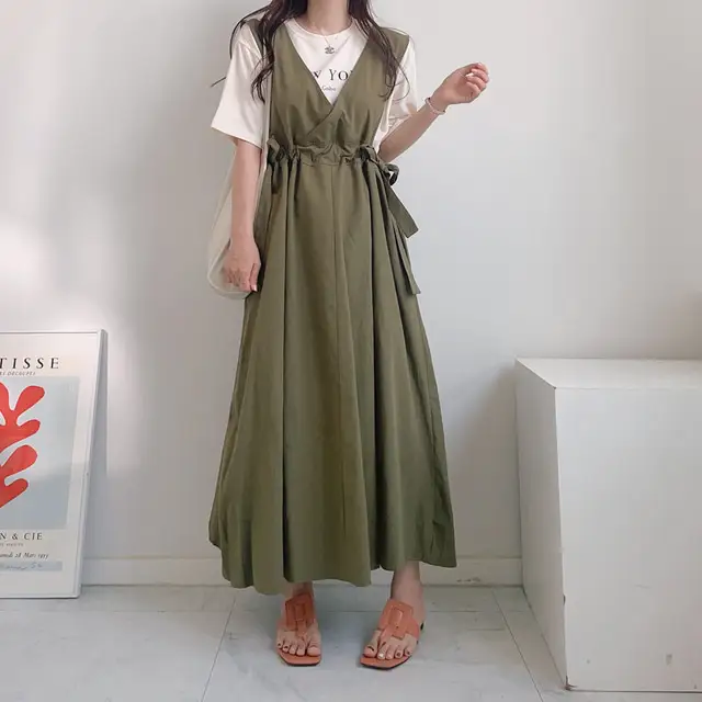 클래식 복고풍 민소매 수술 백심 원피스 상세 이미지 27