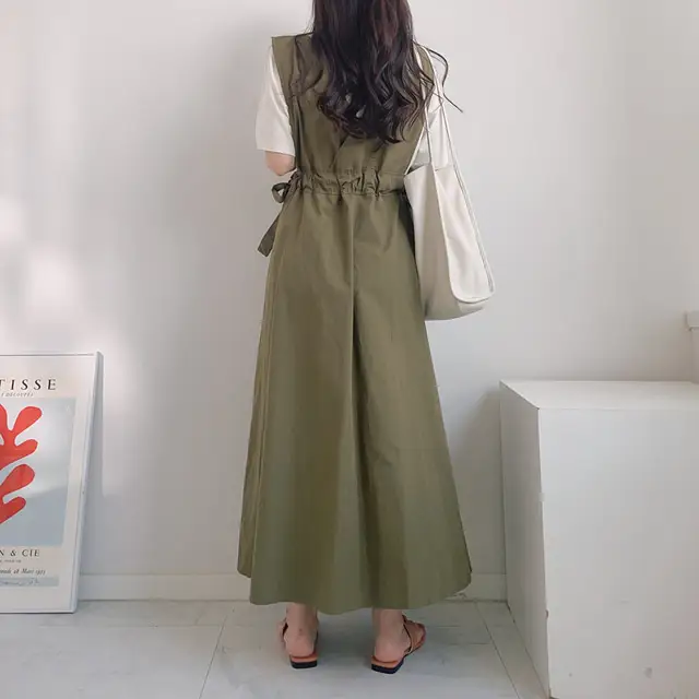클래식 복고풍 민소매 수술 백심 원피스 상세 이미지 29
