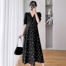 批发实拍大货~新款爆款孕妇装洋气碎花拼接连衣裙