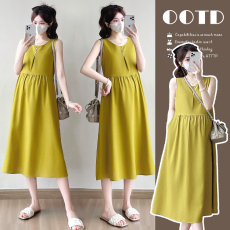 批发实拍~春夏季新品！2025时尚简约文艺宽松气质无袖显白连衣裙