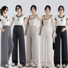 批发实拍2025新款<b class='q'>孕妇裤</b>子春季新款外穿猪鼻扣阔腿裤长裤托腹裤