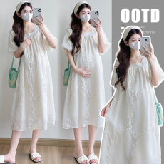 批发实拍~现2026夏季新款中国风时尚蕾丝刺绣网纱孕妈宽松显瘦<b class='q'>连衣裙</b>