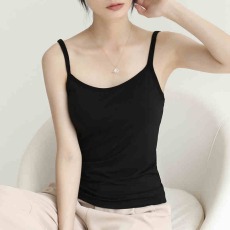 批发莫代尔黑色小吊带新款配衬衫的内搭西装打底背心<b class='q'>女士</b>无袖上衣