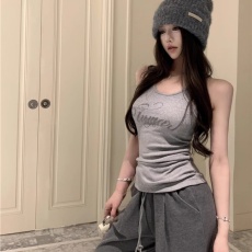 批发实价 40支纯棉210克92棉/8氨纶烫钻刺绣字母工字吊带背心