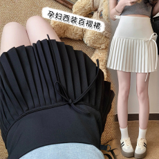 批发天猫品质 孕妇夏季西装百褶蝴蝶结系无托可调节带<b class='q'>春</b>季a字半身短裙