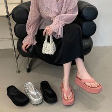 批发厚底增高粉色拖鞋女夏外穿时尚新款韩版人字拖夹脚凉拖百搭沙滩鞋