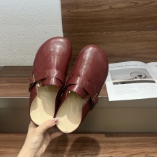 批发软妹圆头浅口丑萌面包鞋女厚底勃肯鞋2025新款复古森系包头半拖鞋