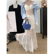 批发宽松<b class='q'>蕾丝</b>长袖衬衫吊带内搭背心长款<b class='q'>蕾丝</b><b class='q'>半身裙</b>三件套