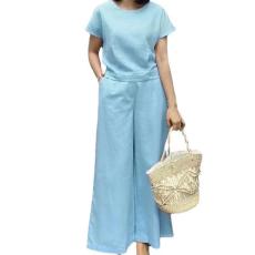 批发2025东南亚跨境新款大码时尚休闲套<b class='q'>装</b>短袖气质<b class='q'>上衣</b>阔腿<b class='q'>裤</b><b class='q'>两件套</b>女