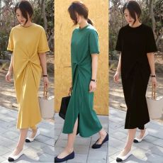 批发已出货原版新款韩版女装短袖T恤女夏季韩版<b class='q'>大码</b>女装宽松长款t恤裙
