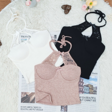 批发<b class='q'>夏</b>季新款女网红细肩带方领一体杯磨毛螺纹吊带显瘦百搭背心打底衫