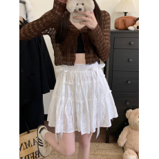 批发实拍~大码女装韩系蝴蝶结绑带半身裙女<b class='q'>夏</b>季小众甜酷百搭白色短裙