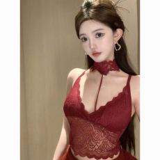 批发晨领原版爆款纯欲风春季美背<b class='q'>文胸</b>一体背心女辣妹性感<b class='q'>蕾丝</b>挂脖吊带